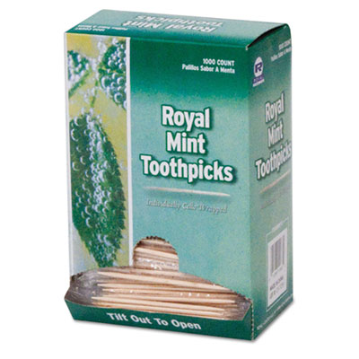Mint Cello-Wrapped Wood Toothpicks, 2 1/2
