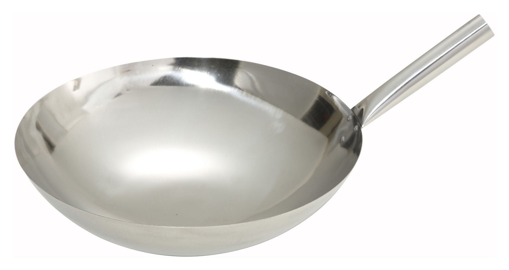 Winco WOK-14N Stainless Steel Chinese Wok with Riveted Joint 14"