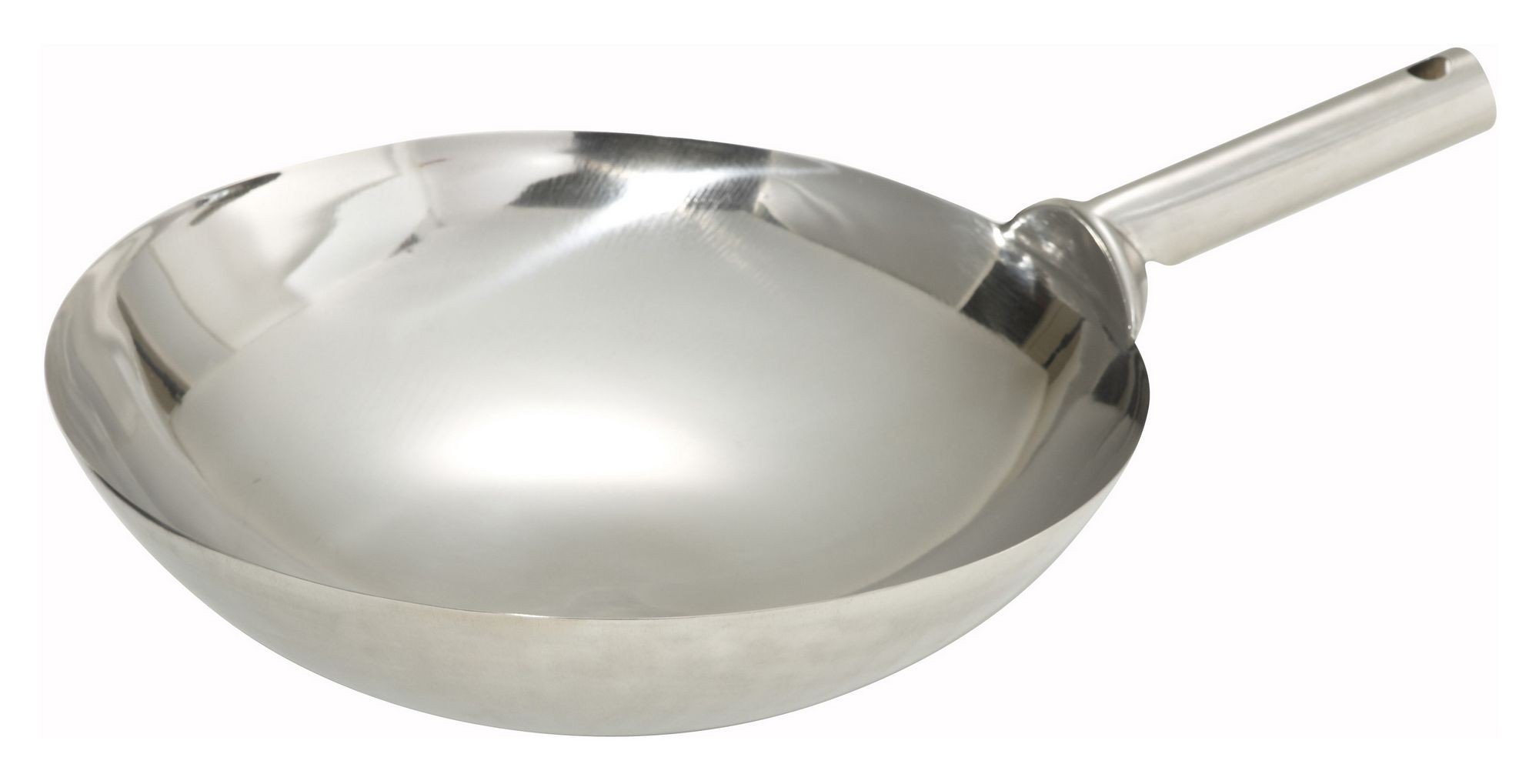 Winco WOK-14W Stainless Steel Chinese Wok with Welded Joint 14"