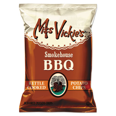 Miss Vickie's Kettle Cooked Smokehouse BBQ Potato Chips, 1.38 oz Bag, 64/Carton