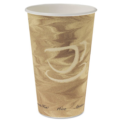 Mistique Hot Paper Cups, 16oz, Brown, 50/Sleeve, 20 Sleeves/Carton