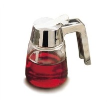 TableCraft 1270 Modern Glass Syrup Dispenser 8 oz. with Chrome Plated ABS Top
