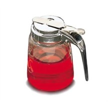 TableCraft 1370 Modern Glass 8 oz. Syrup Dispenser with Chrome Plated ABS Top