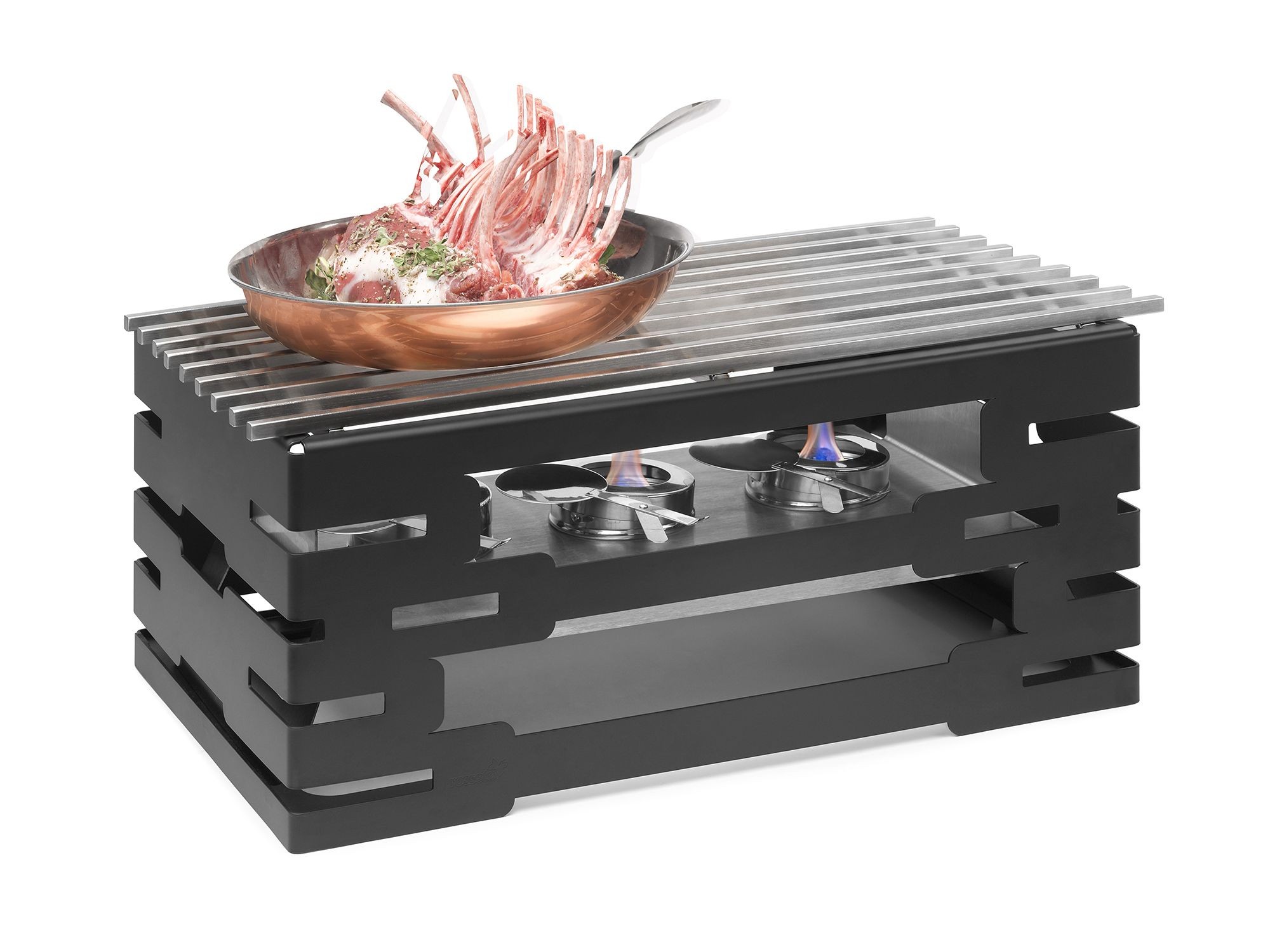 Rosseto SK032Multi-Chef™ Rectangular Black Matte Warmer with Track Grill Top 23.23" x 13.57" x 10.43"