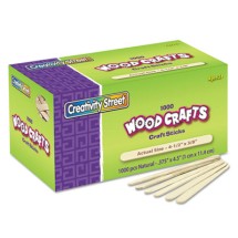Natural Wood Craft Sticks, 4.5" x 0.38", Wood, Natural, 1,000/Box