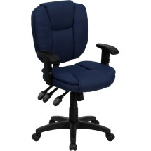 Flash Furniture GO-930F-NVY-ARMS-GG Navy Blue Fabric Multi Function Task Chair with Arms