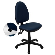 Flash Furniture WL-A654MG-NVY-GG Navy Blue Fabric Multi-Function Task Chair with Adjustable Lumbar Support