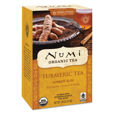 Numi Turmeric Tea, Amber Sun, 1.46 oz. Bag, 12/Box