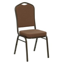 Flash Furniture NG-C01-COFFEE-GV-GG Crown Back Stacking Banquet Chair with Coffee Fabric/Gold Vein Frame