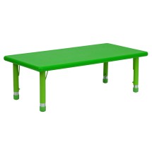 Flash Furniture YU-YCX-001-2-RECT-TBL-GREEN-GG 24&quot;W x 48&quot;L Height Adjustable Rectangular Green Plastic Activity Table