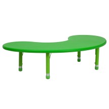 Flash Furniture YU-YCX-004-2-MOON-TBL-GREEN-GG 35&quot;W x 65&quot;L Height Adjustable Half-Moon Green Plastic Activity Table