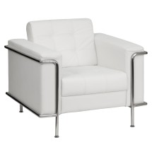 Flash Furniture ZB-LESLEY-8090-CHAIR-WH-GG Lesley Series Contemporary White Leather Chair with Encasing Frame