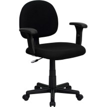 Flash Furniture BT-660-1-BK-GG Mid Back Ergonomic Black Task Chair with Adjustable Arms