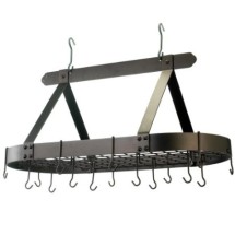 Old Dutch International 107BZ Oval Oiled Bronze Hanging Pot Rack with Grid, 16 Hooks 36&quot; x 19&quot; x 15 1/2&quot;