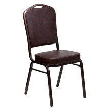 Flash Furniture FD-C01-COPPER-BRN-VY-GG HERCULES Series Crown Back Stacking Banquet Chair with Brown Vinyl/Copper Vein Frame