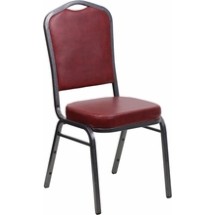 Flash Furniture FD-C01-SILVERVEIN-BURG-VY-GG HERCULES Series Crown Back Stacking Banquet Chair with Burgundy Vinyl/Silver Vein Frame
