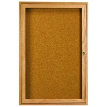 Aarco Products OBC2418R 1 Door Enclosed Bulletin Board with Natural Oak Frame, 18&quot;W x 24&quot;H