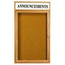 Aarco Products OBC2418RH 1 Door Enclosed Bulletin Board with Header and Natural Oak Finish, 18&quot;W x 24&quot;H 