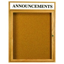 Aarco Products OBC3630RH 1 Door Enclosed Bulletin Board with Header and Natural Oak Frame, 30&quot;W x 36&quot;H