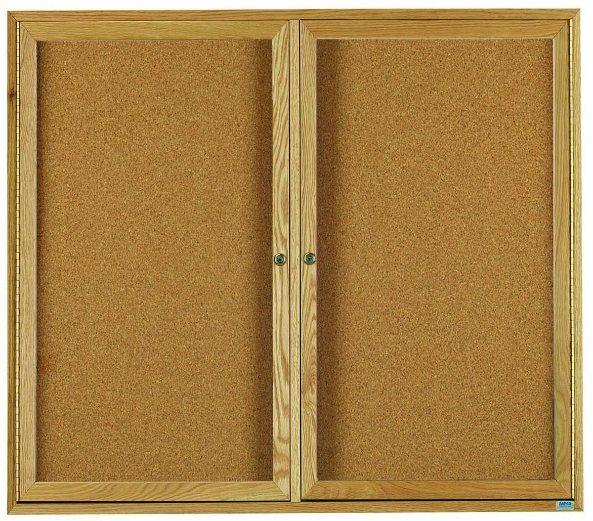 Aarco Products OBC3648R 2 Door Enclosed Bulletin Board with Natural Oak Frame, 48"W x 36"H