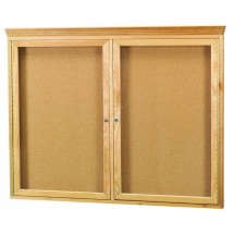 Aarco Products OBC3648RC 2 Door Enclosed Bulletin Board with Crown Molding and Natural Oak Frame, 48&quot;W x 36&quot;H
