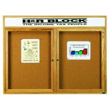 Aarco Products OBC3648RH 1 Door Enclosed Bulletin Board with Header and Natural Oak Frame, 48&quot;W x 36&quot;H