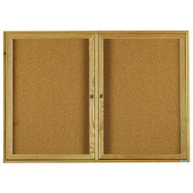 Aarco Products OBC3660R 2 Door Enclosed Bulletin Board with Natural Oak Frame, 60&quot;W x 36&quot;H