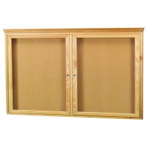 Aarco Products OBC3660RC 2 Door Enclosed Bulletin Board with Crown Molding and Natural Oak Frame, 60&quot;W x 36&quot;H