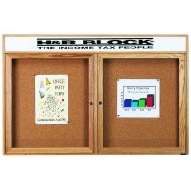 Aarco Products OBC3660RH 1 Door Enclosed Bulletin Board with Header and Natural Oak Frame, 60&quot;W x 36&quot;H