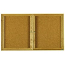 Aarco Products OBC3672R 2 Door Enclosed Bulletin Board with Natural Oak Frame, 72&quot;W x 36&quot;H