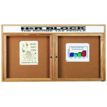 Aarco Products OBC3672RH 2 Door Enclosed Bulletin Board with Header and Natural Oak Frame, 72&quot;W x 36&quot;H
