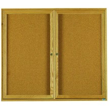 Aarco Products OBC4860R 2 Door Enclosed Bulletin Board with Natural Oak Frame 60&quot;W x 48&quot;H