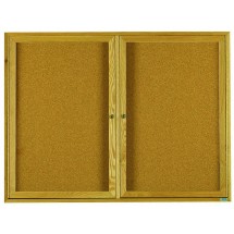 Aarco Products OBC4872R 2 Door Enclosed Bulletin Board with Natural Oak Frame, 72&quot;W x 48&quot;H
