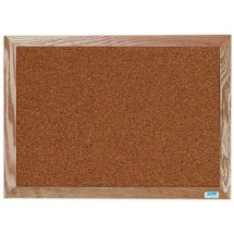Aarco Products OB1824 Natural Pebble Grain Cork Bulletin Board with Red Oak Frame 24&quot;W x 18&quot;H