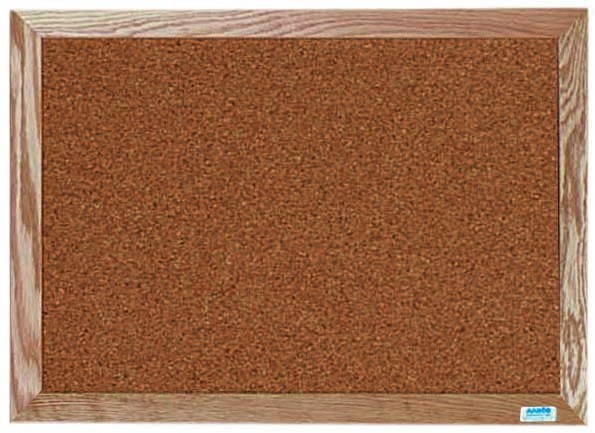 Aarco Products OB1824 Natural Pebble Grain Cork Bulletin Board with Red Oak Frame 24"W x 18"H