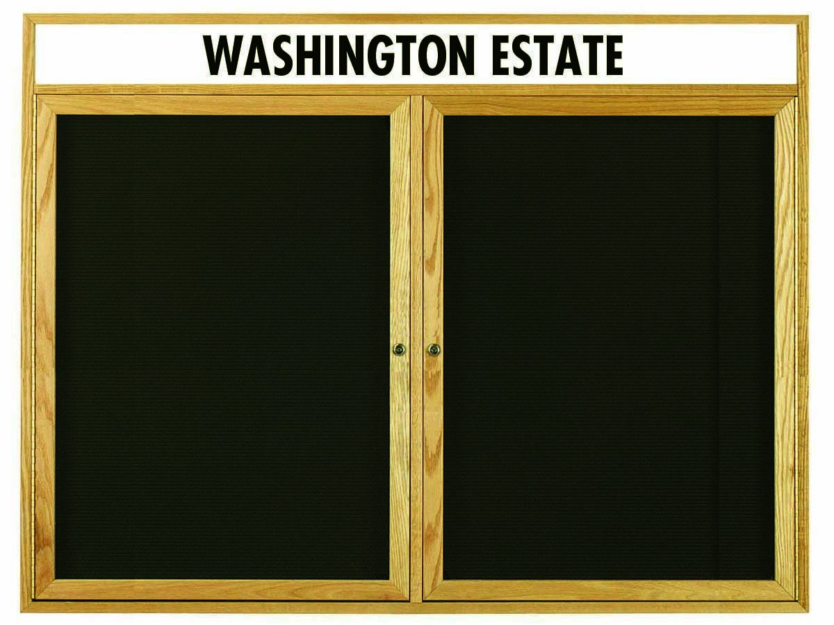 Aarco Products ODC3648H 2-Door Oak Frame Enclosed Letter Board Message Center with Header, 48"W x 36"H 