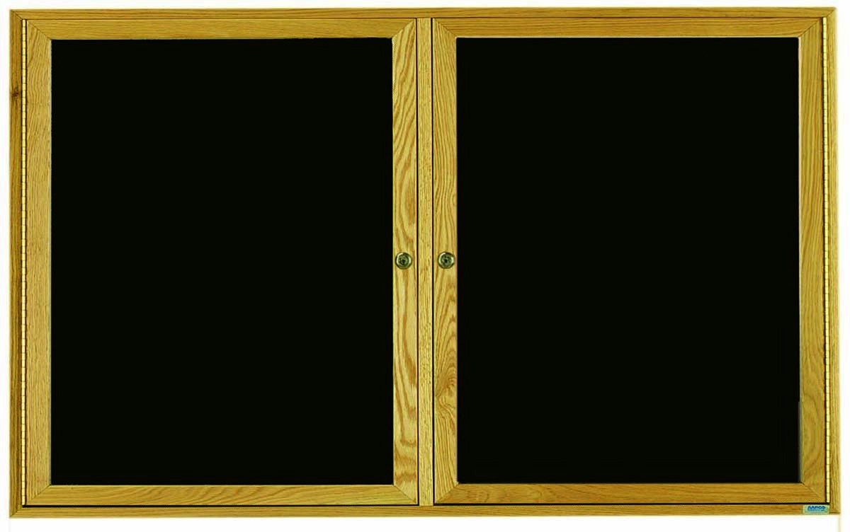 Aarco Products ODC3660 2-Door Oak Frame Enclosed Letter Board Message Center, 60"W x 36"H