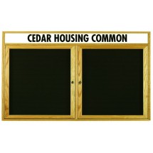 Aarco Products ODC3660H 2-Door Oak Frame Enclosed Letter Board Message Center with Header, 60&quot;W x 36&quot;H