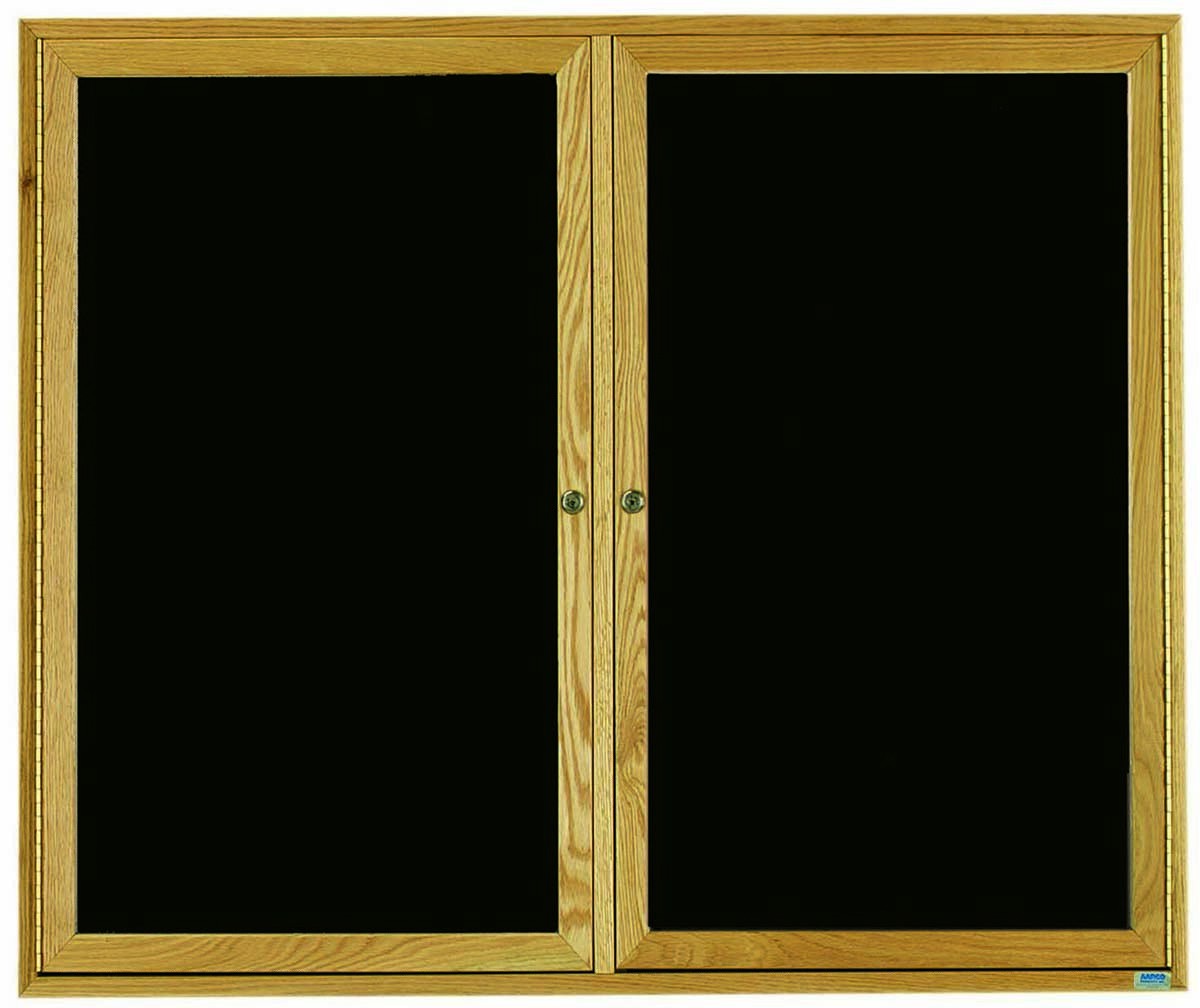 Aarco Products ODC4860 2-Door Oak Frame Enclosed Letter Board Message Center, 60"W x 48"H
