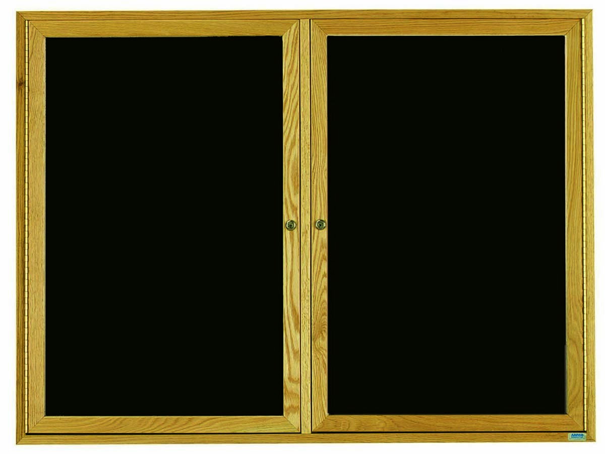 Aarco Products ODC4872 2-Door Oak Frame Enclosed Letter Board Message Center, 72"W x 48"H