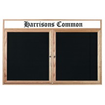 Aarco Products ODC4872H 2-Door Oak Frame Enclosed Letter Board Message Center with Header, 72&quot;W x 48&quot;H