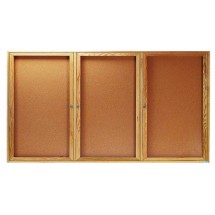 Aarco Products OBC3672-3R 3 Door Enclosed Bulletin Board with Natural Oak Frame 72&quot;W x 36&quot;H