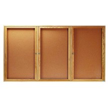 Aarco Products OBC4896-3R 3 Door Enclosed Bulletin Board with Natural Oak Frame 96&quot;W x 48&quot;H