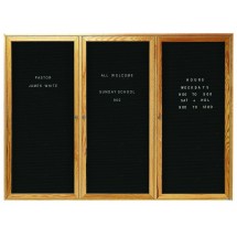 Aarco Products ODC4872-3 3-Door Oak Frame Enclosed Letter Board Message Center, 72&quot;W x 48&quot;H