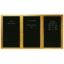 Aarco Products ODC4896-3 3-Door Oak Frame Enclosed Letter Board Message Center, 96&quot;W x 48&quot;H