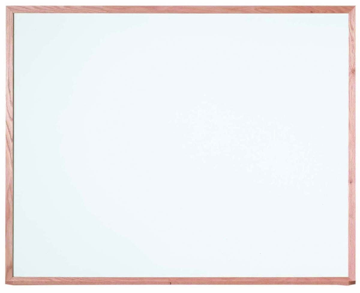 Aarco Products WOS4860 Institutional Series White Porcelain Enamel on Steel Markerboard with Red Oak Wood Frame 60"W x 48"H