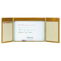 Aarco Products OC-1 Oak Laminate White Markerboard Conference Cabinet with Projection Screen, 48&quot;W x 36&quot;H