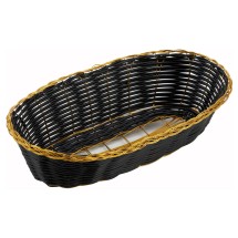 Winco PWBK-9B Oblong Black Poly Woven Basket and Gold Trim 9&quot; x 6-1/2&quot; by 2-1/4&quot;