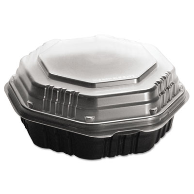 OctaView HF Containers, Black/Clear, 31oz, 9.55w x 9.13d x 3.01h, 100/Carton