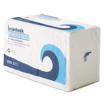 Office Packs Lunch Napkins, 1-Ply, 12 1/2 x 11 1/2, White, 2400/Carton